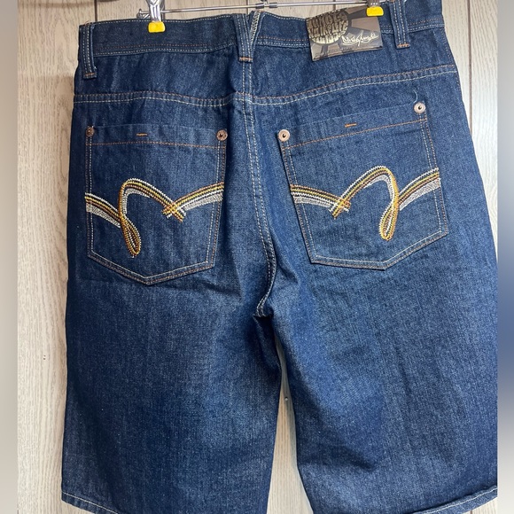 5ive Jungle Jean Shorts 38 Men’s Baggy Y2K Hip Hop Embroidered Blue - Picture 3 of 7